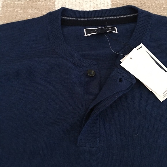 NWT Club Room Merino Wool Blend Sweater Navy Blue Size L - Picture 7 of 9